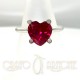 Solitario Argento cuore rosso mm 10